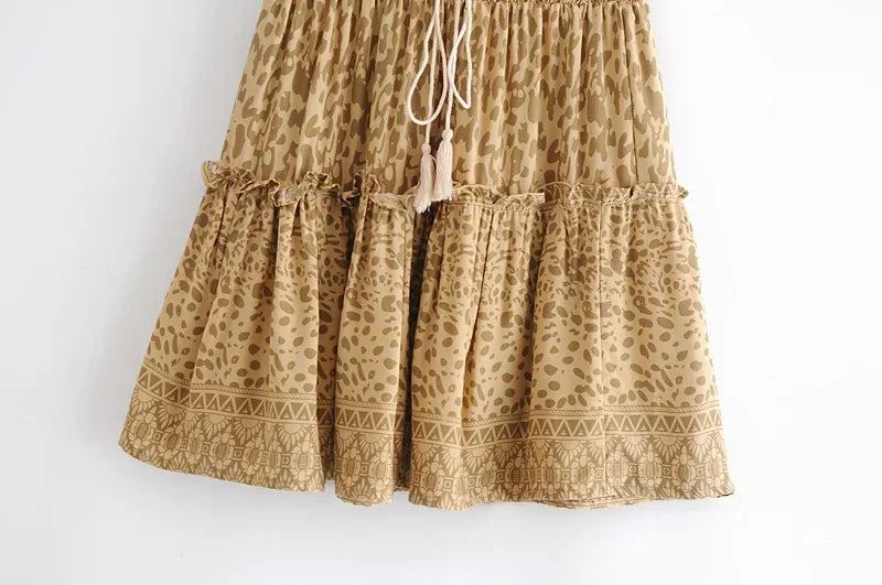 🐆 Wild Spirit Leopard Boho Skirt