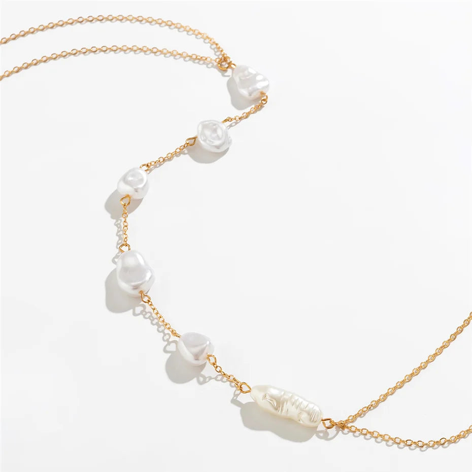 Boho Pearl Cross Chest Body Jewelry