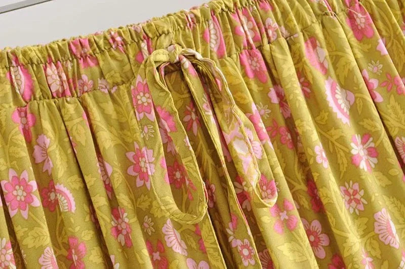 Golden Fields Tiered Boho Maxi Skirt