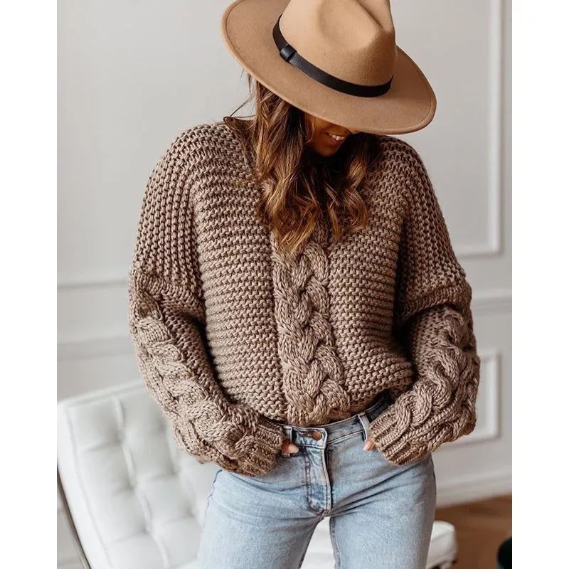Boho Chunky Knit Sweater – Relaxed Fit & Cozy Texture