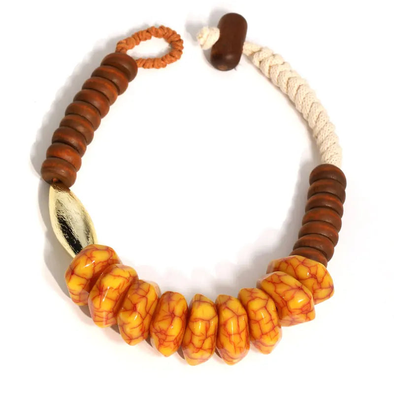 Tribal Rhythm: Boho Chunky Bead & Rope Statement Necklace