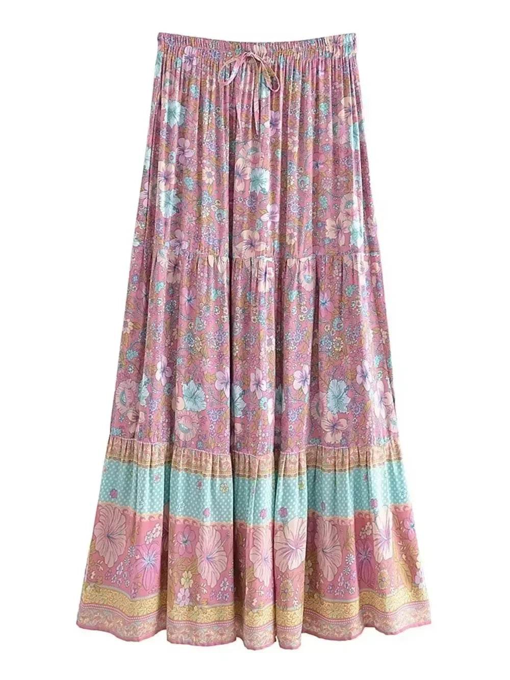 Wanderer's Bloom Tiered Boho Maxi Skirt