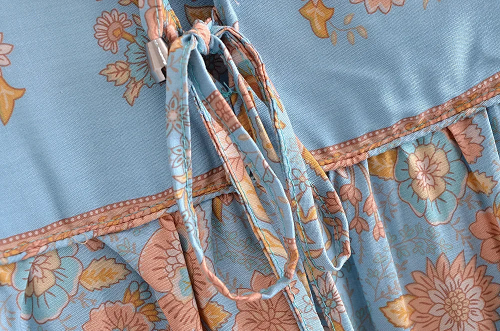 Boho Charm Floral Maxi Dress – Cotton Rayon Blend