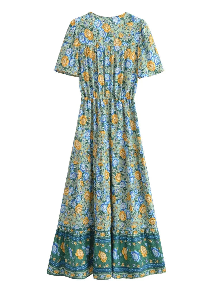 Sunbeam Floral Boho Maxi Dress - Rayon Blend