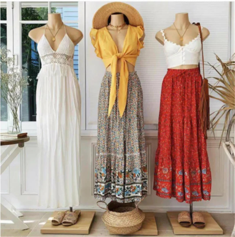 Mystic Journey Floral Boho Maxi Skirt