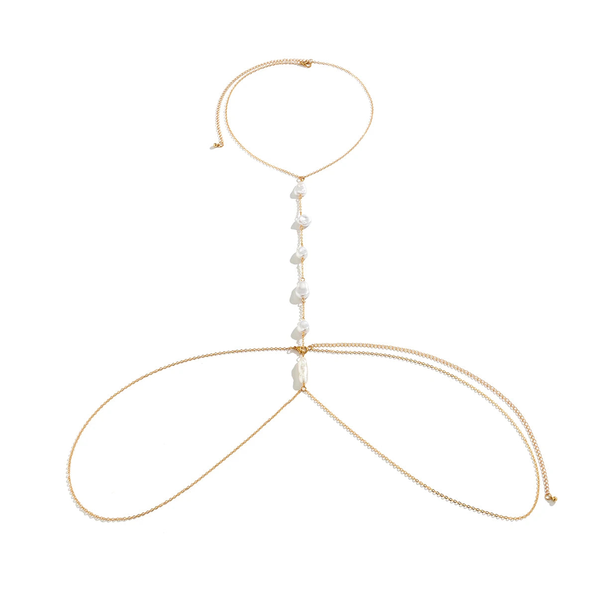 Boho Pearl Cross Chest Body Jewelry