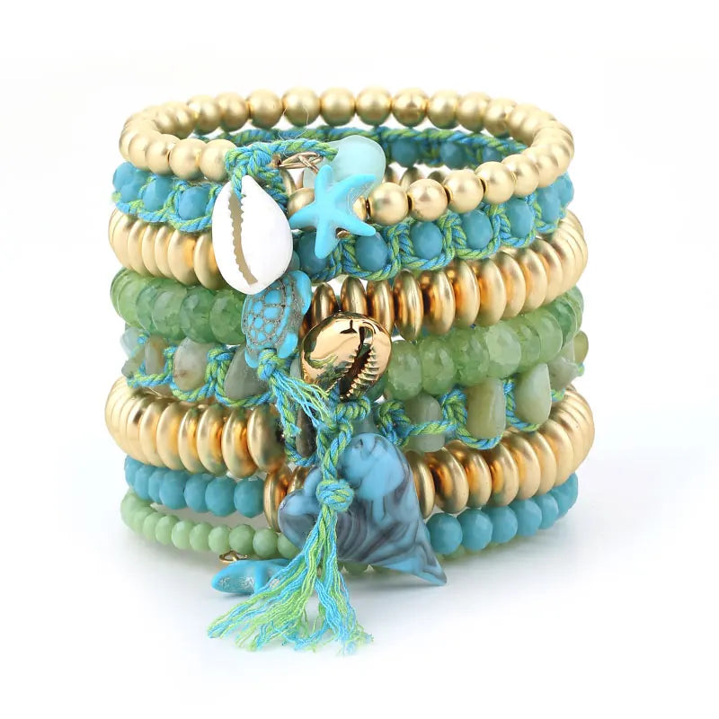 Boho Ocean Vibes Beaded Bracelet Set