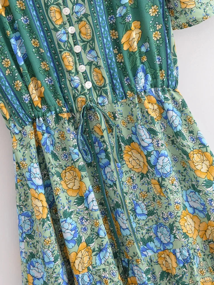 Sunbeam Floral Boho Maxi Dress - Rayon Blend