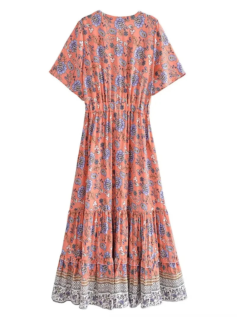 Boho Floral Dream Maxi Dress – Cotton Rayon Comfort