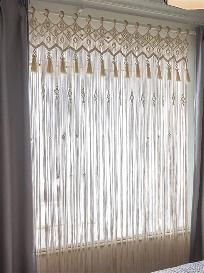 Boho Macrame Cotton Door Curtain Tapestry – Multiple Designs