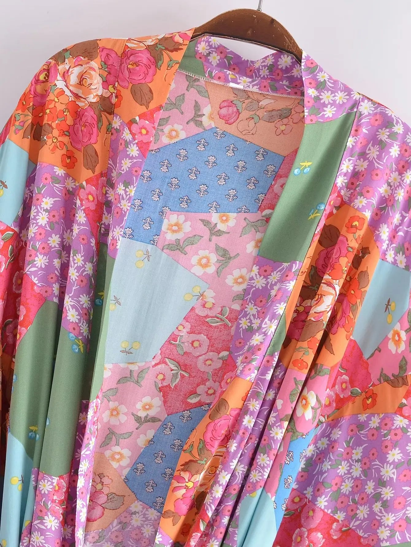 Kaleidoscope Dream Boho Patchwork Kimono - Floral Duster Robe