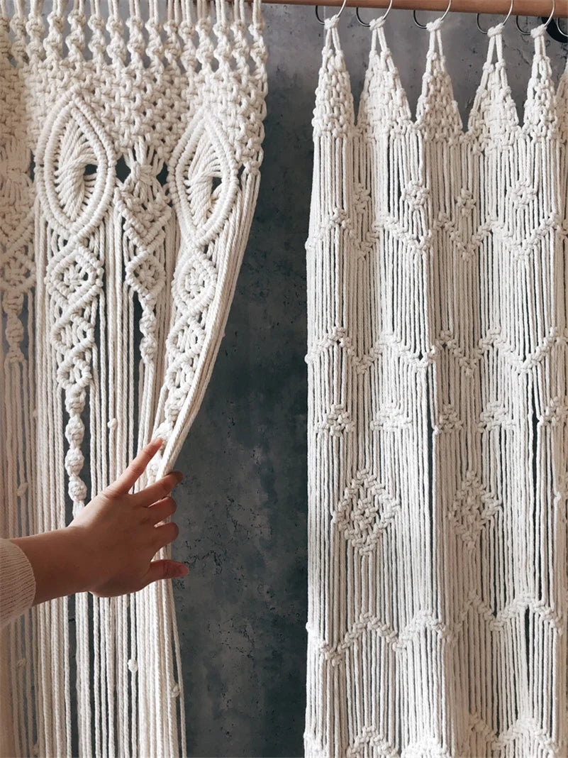 Boho Macrame Cotton Door Curtain Tapestry – Multiple Designs