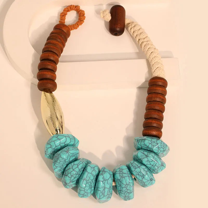 Tribal Rhythm: Boho Chunky Bead & Rope Statement Necklace