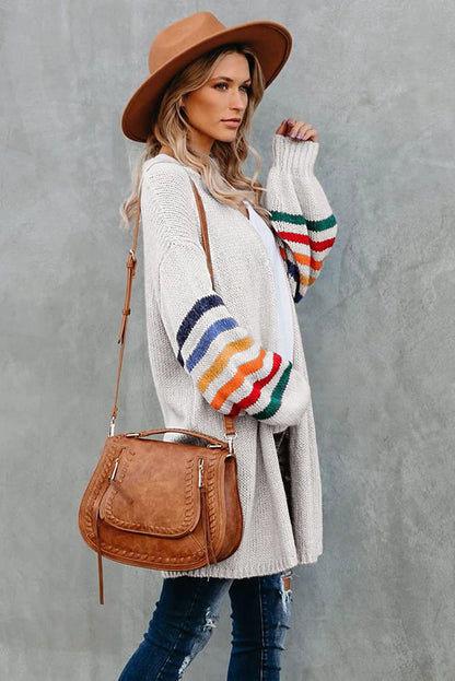 Boho Breeze Stripe Sleeve Knit Cardigan