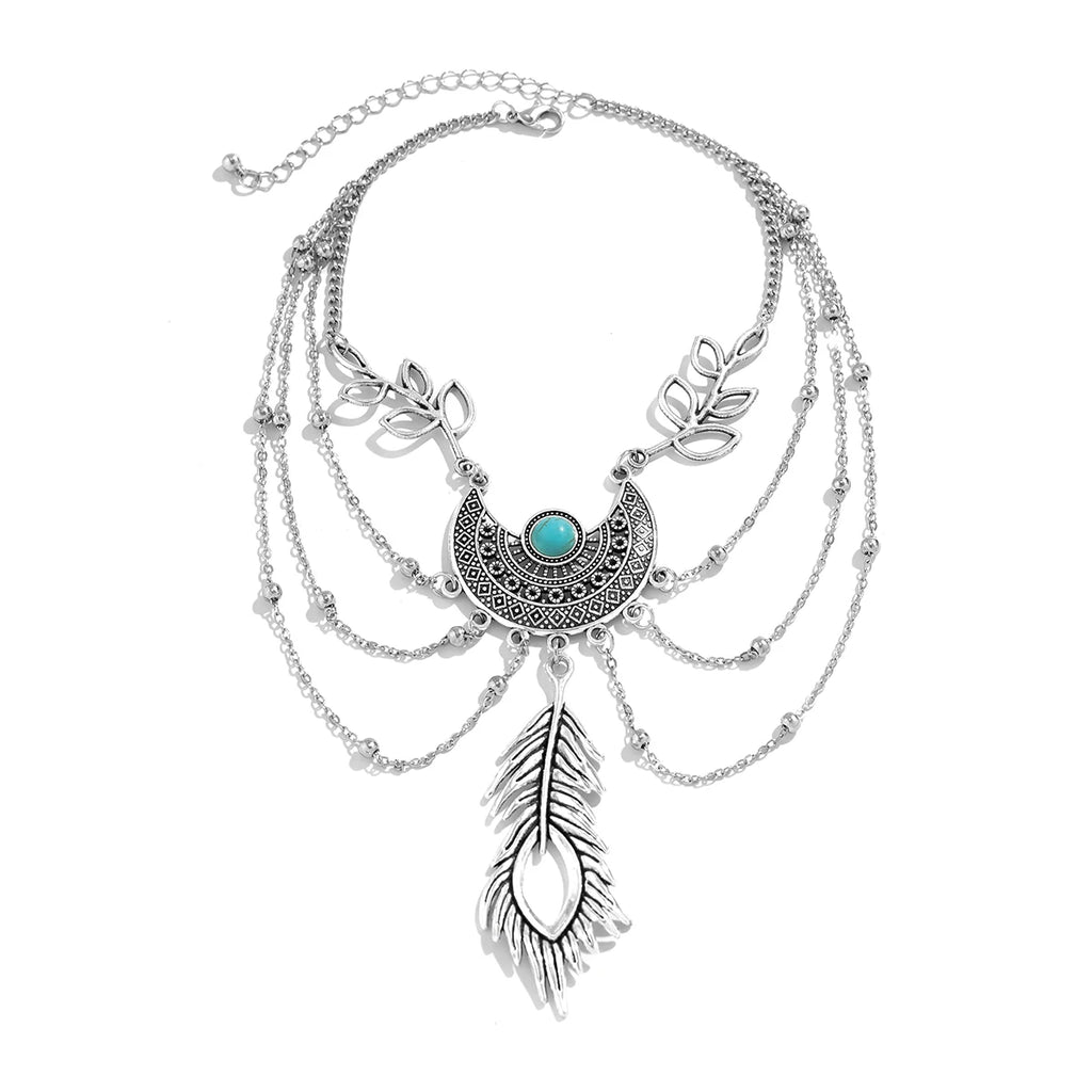Boho Turquoise Feather Arm Cuff