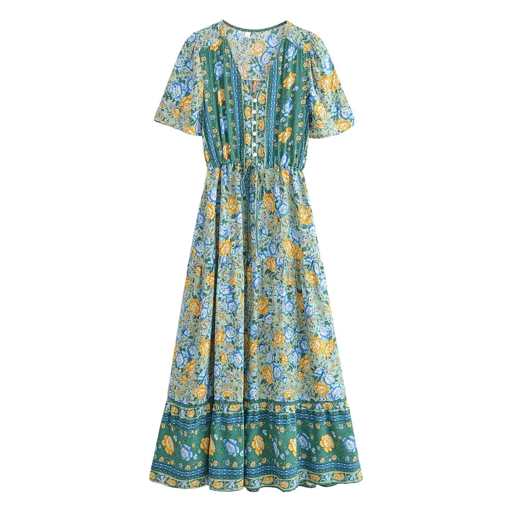 Sunbeam Floral Boho Maxi Dress - Rayon Blend