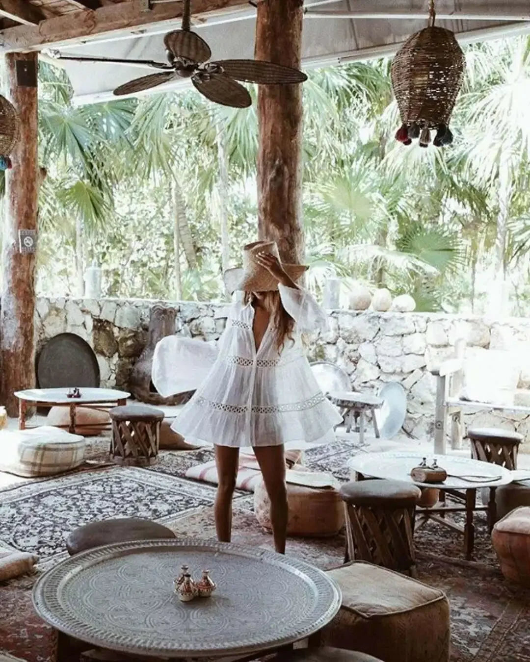 Boho White Beach Cover-Up Tunic – 100% Rayon